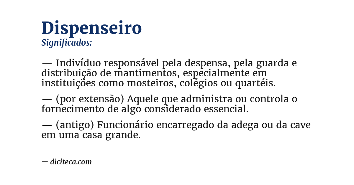 Significado de dispenseiro