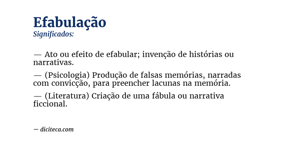 Significado de efabulação