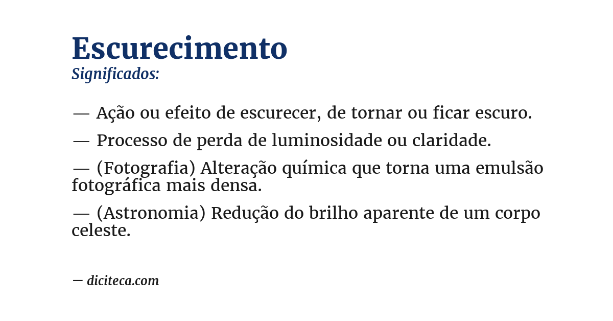 Significado de escurecimento