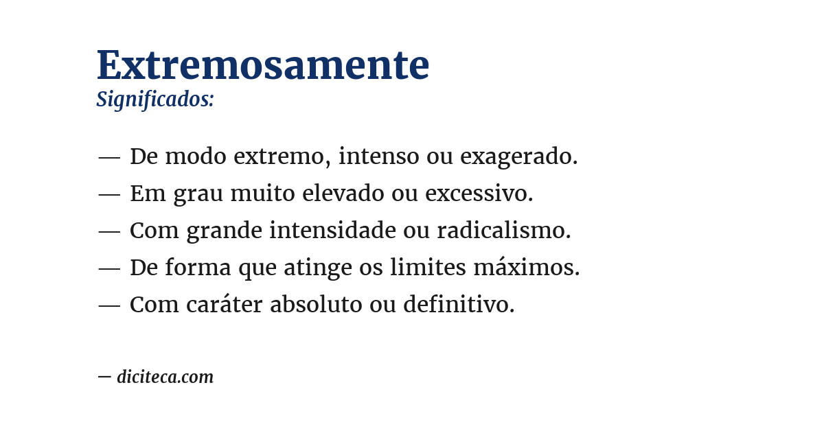 Significado de extremosamente
