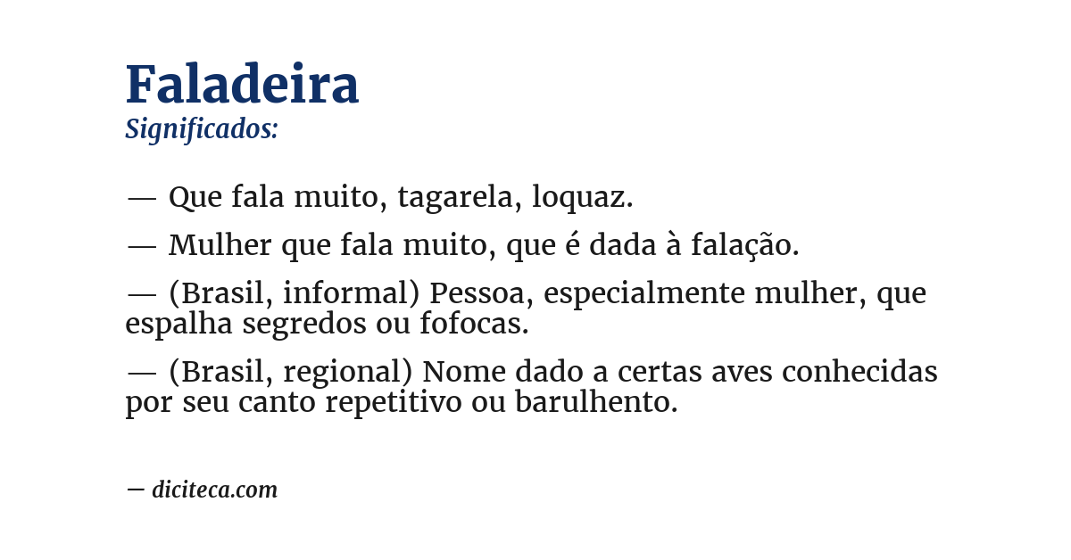Significado de faladeira
