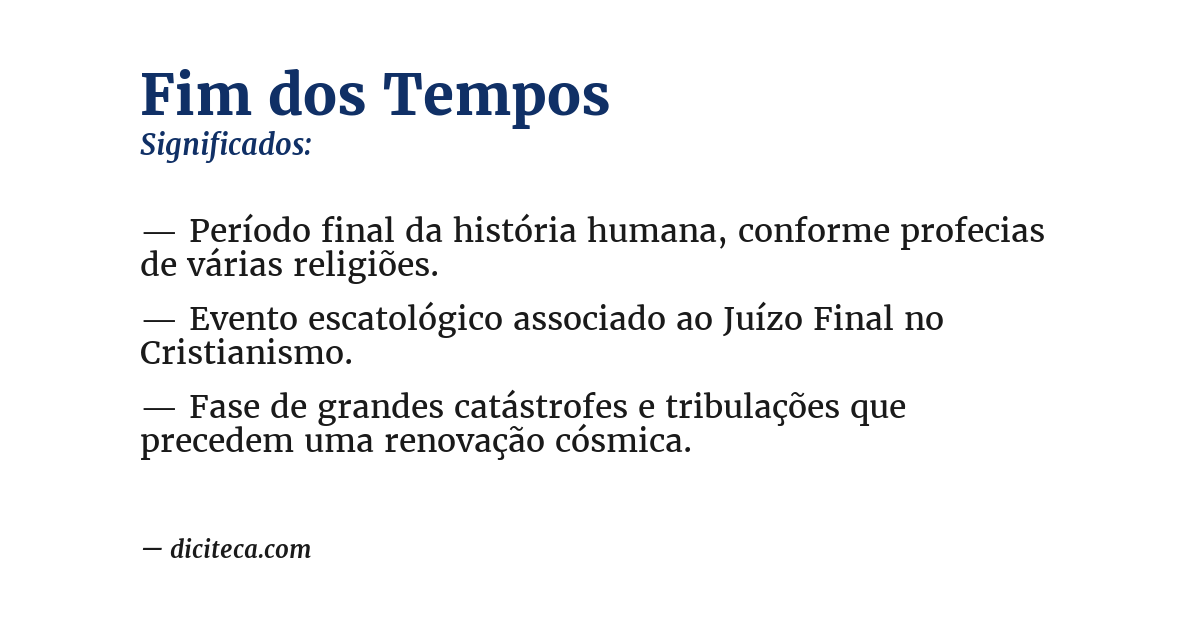 Significado de fim dos tempos