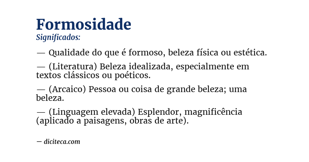 Significado de formosidade