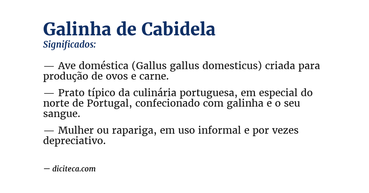 Significado de galinha de cabidela