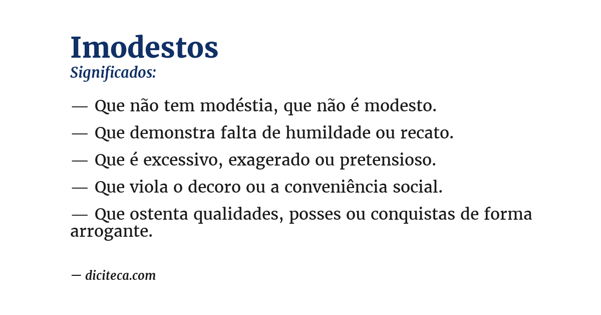 Significado de imodestos