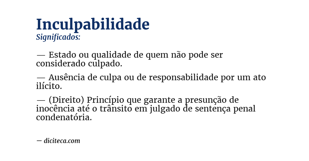 Significado de inculpabilidade