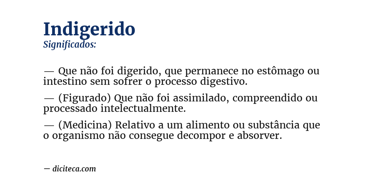 Significado de indigerido