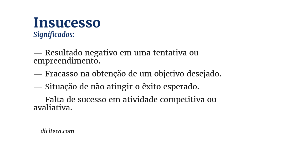 Significado de insucesso