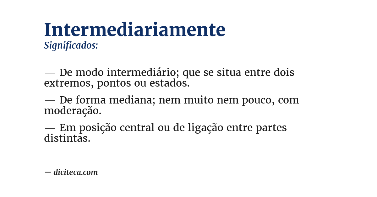 Significado de intermediariamente