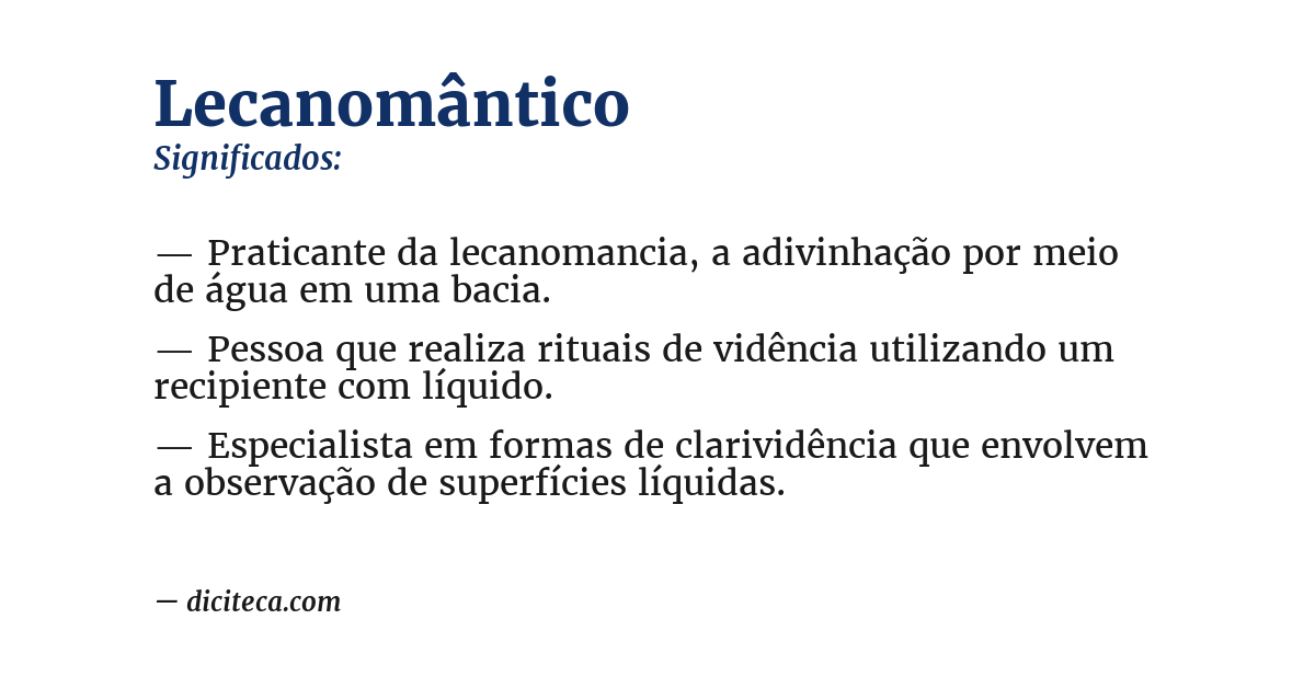 Significado de lecanomântico