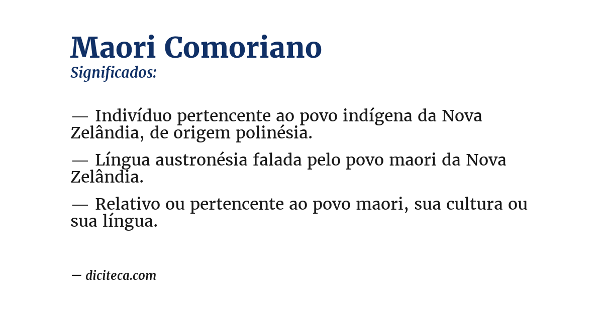 Significado de maori comoriano