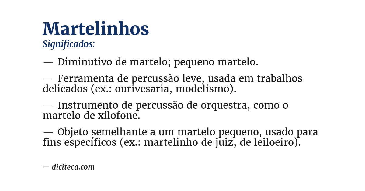 Significado de martelinhos