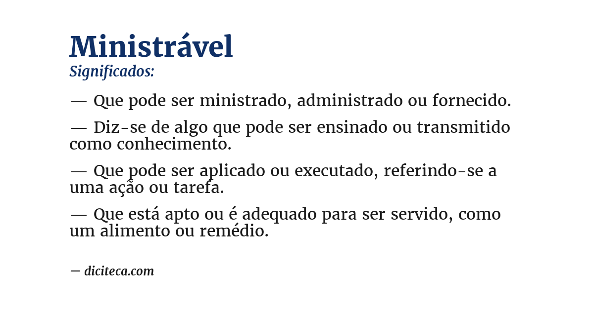 Significado de ministrável