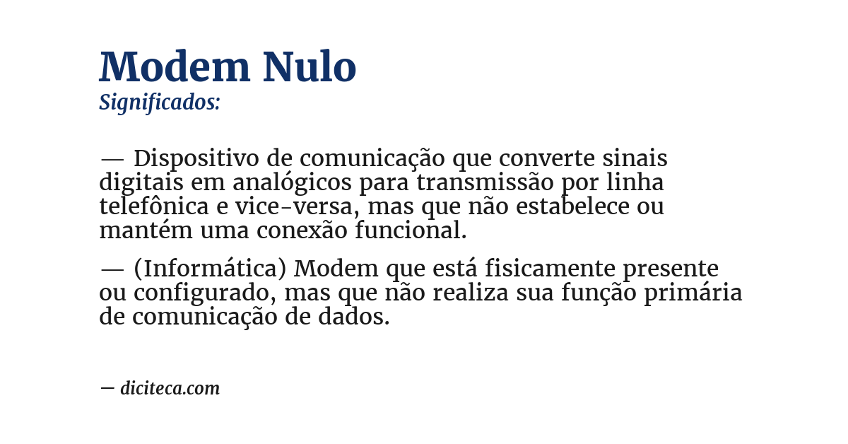 Significado de modem nulo