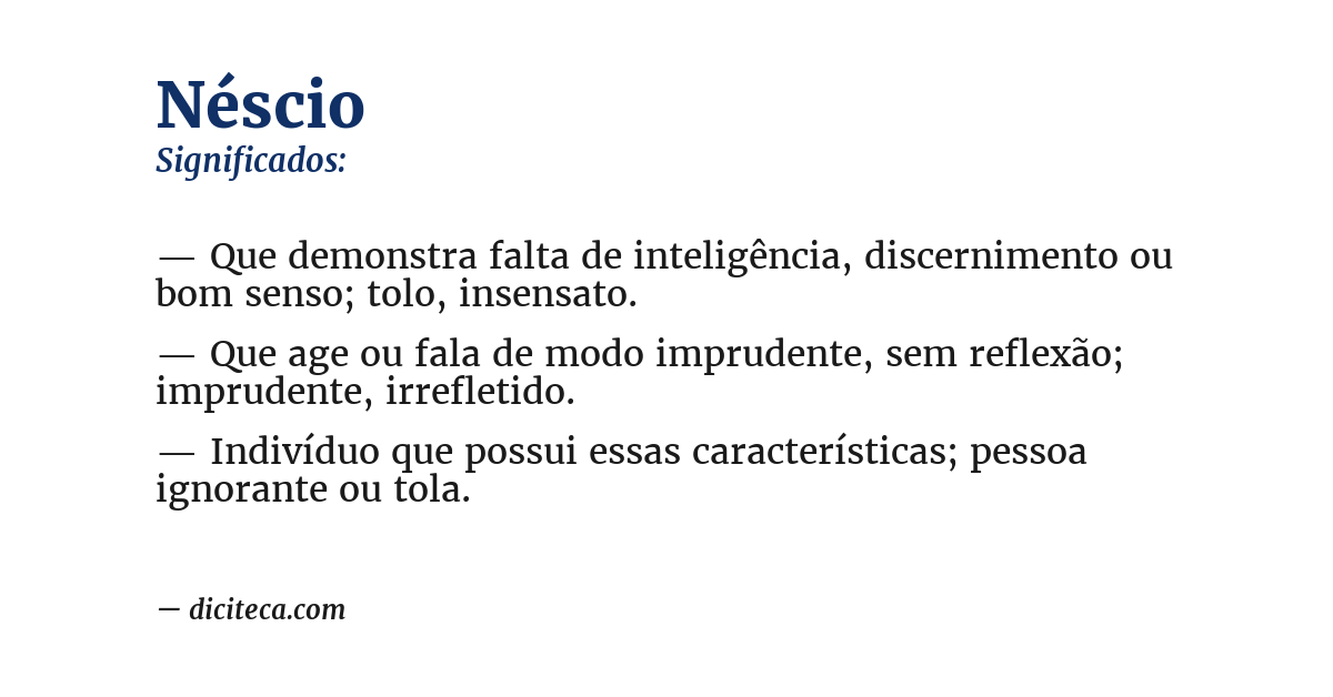Significado de néscio