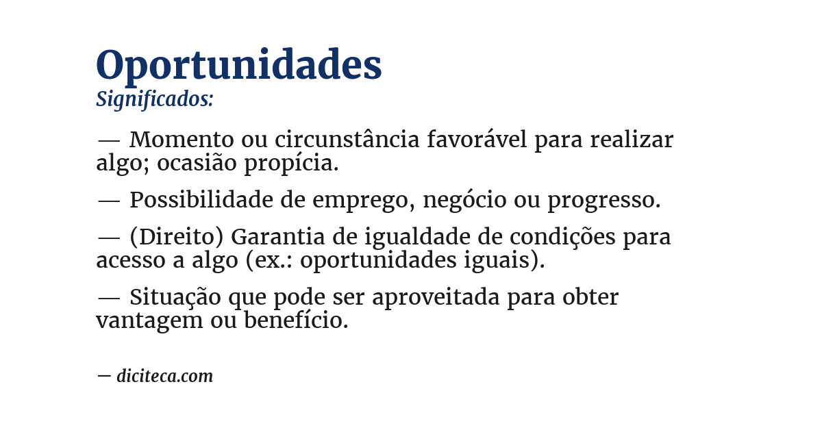 Significado de oportunidades
