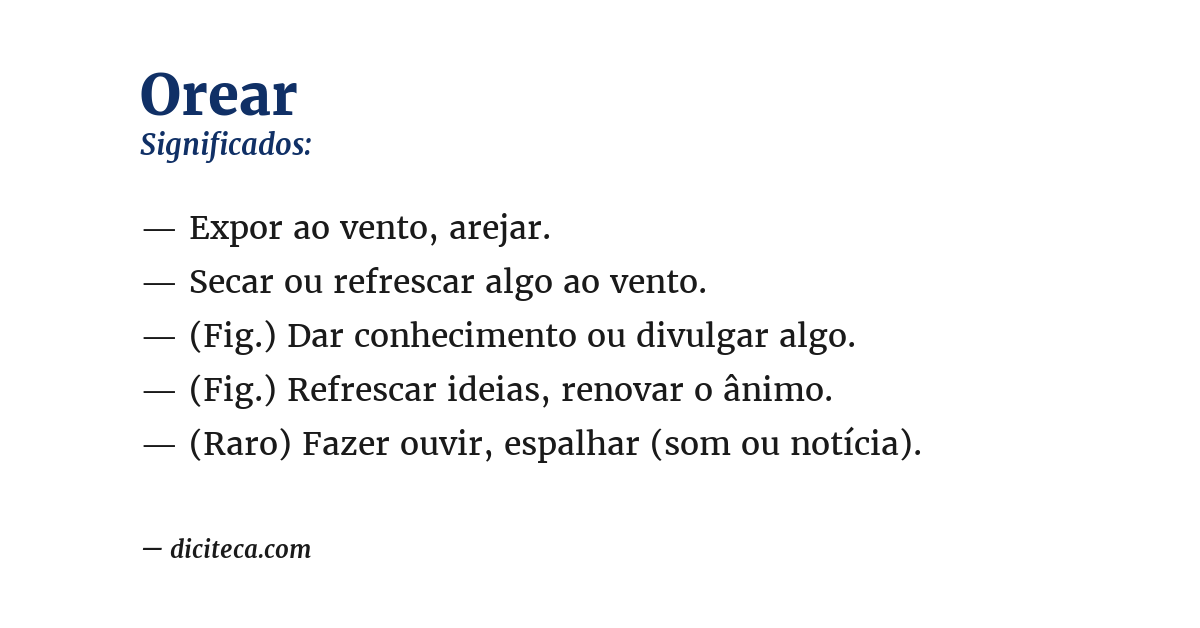 Significado de orear