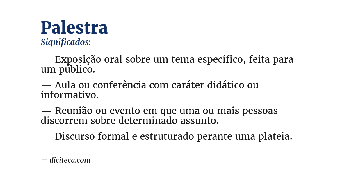 Significado de palestra