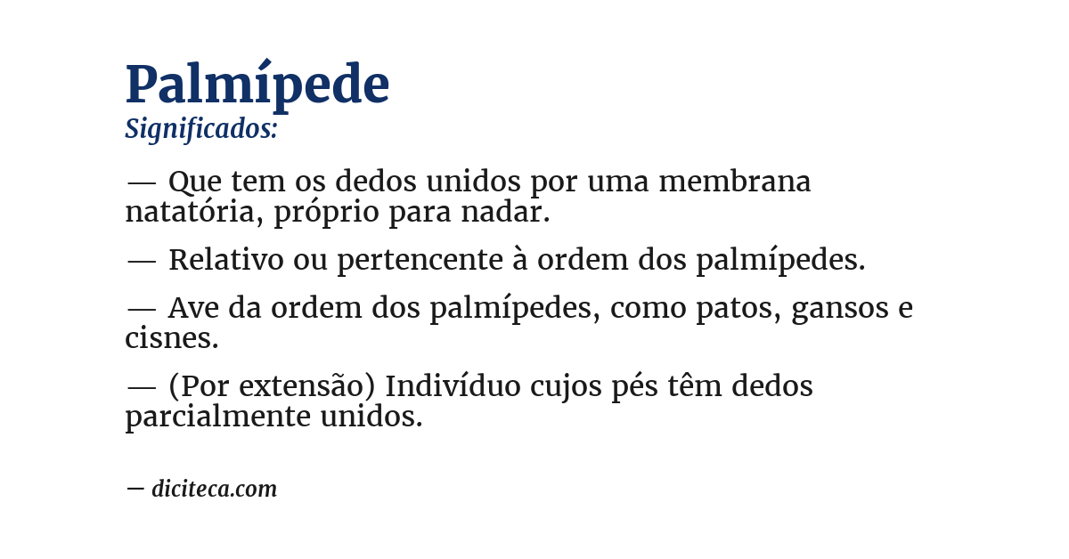 Significado de palmípede