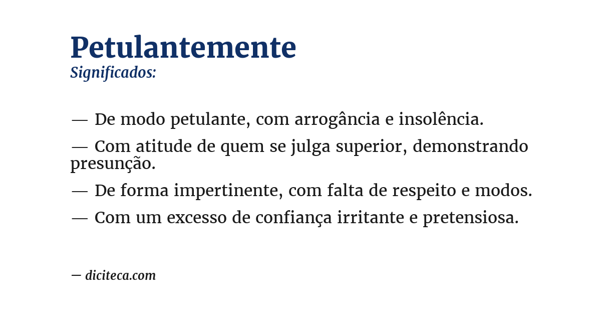 Significado de petulantemente