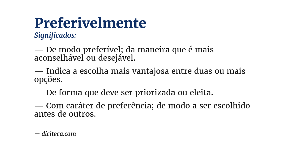 Significado de preferivelmente