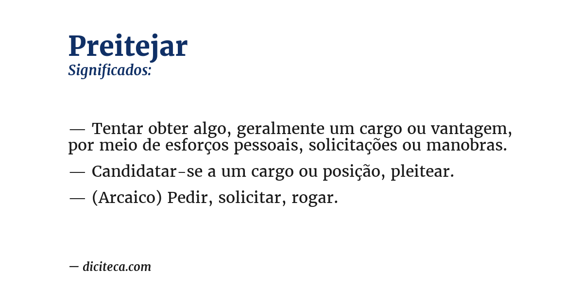 Significado de preitejar