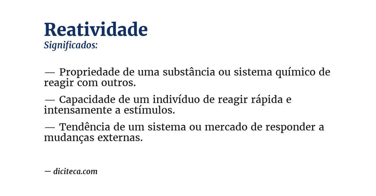 Significado de reatividade