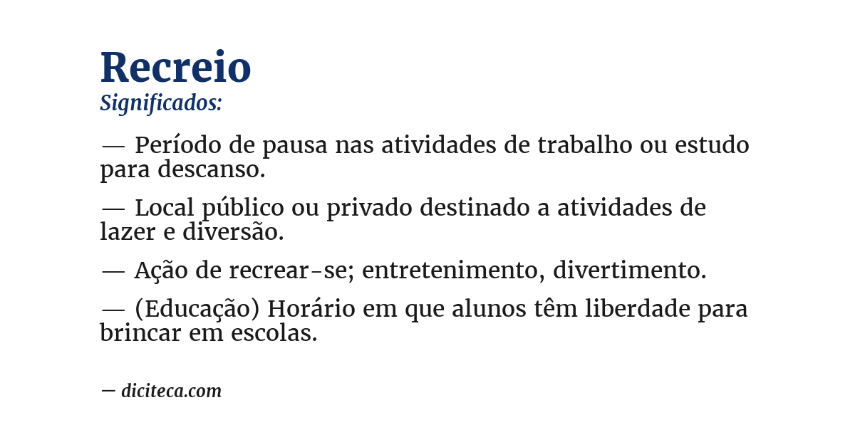Significado de recreio