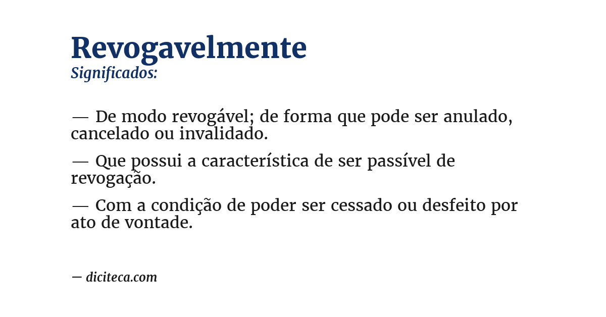 Significado de revogavelmente