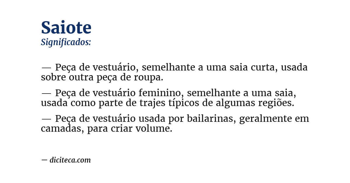 Significado de saiote