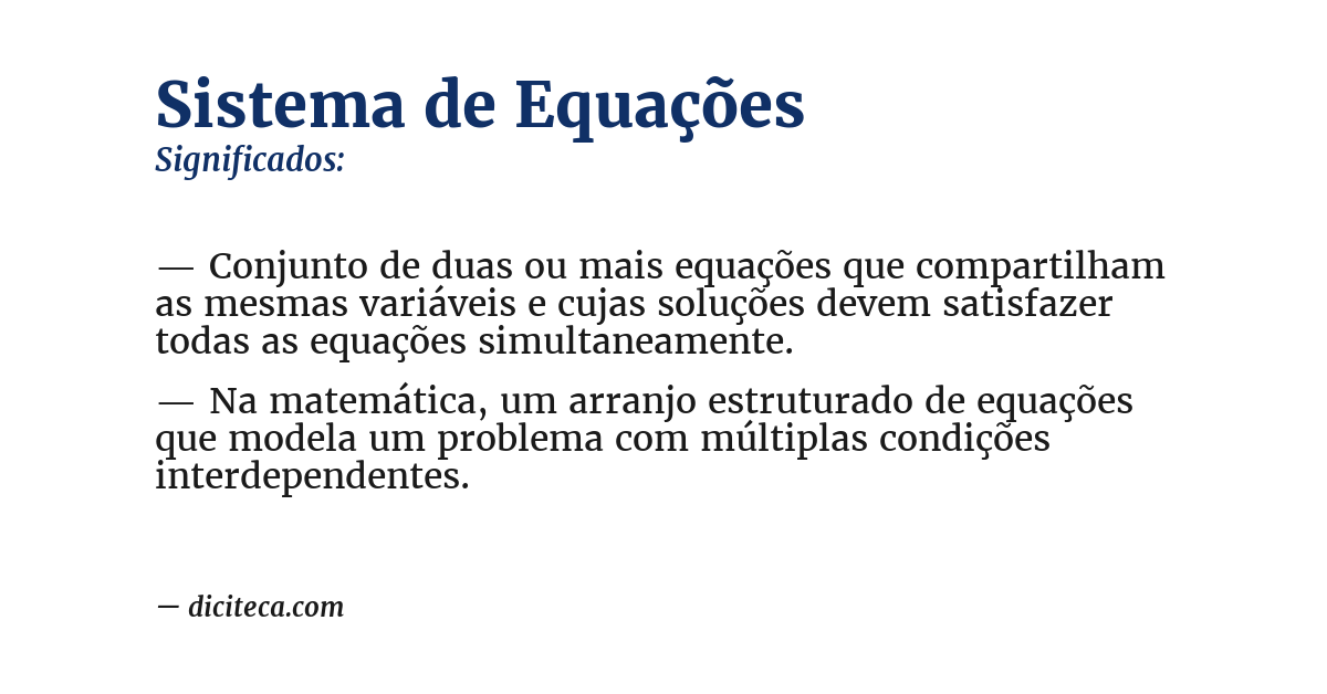 Significado de sistema de equações