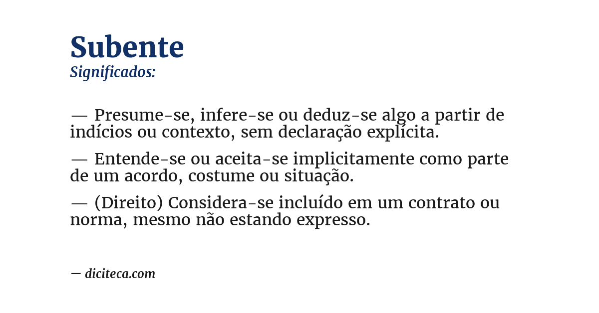 Significado de subente