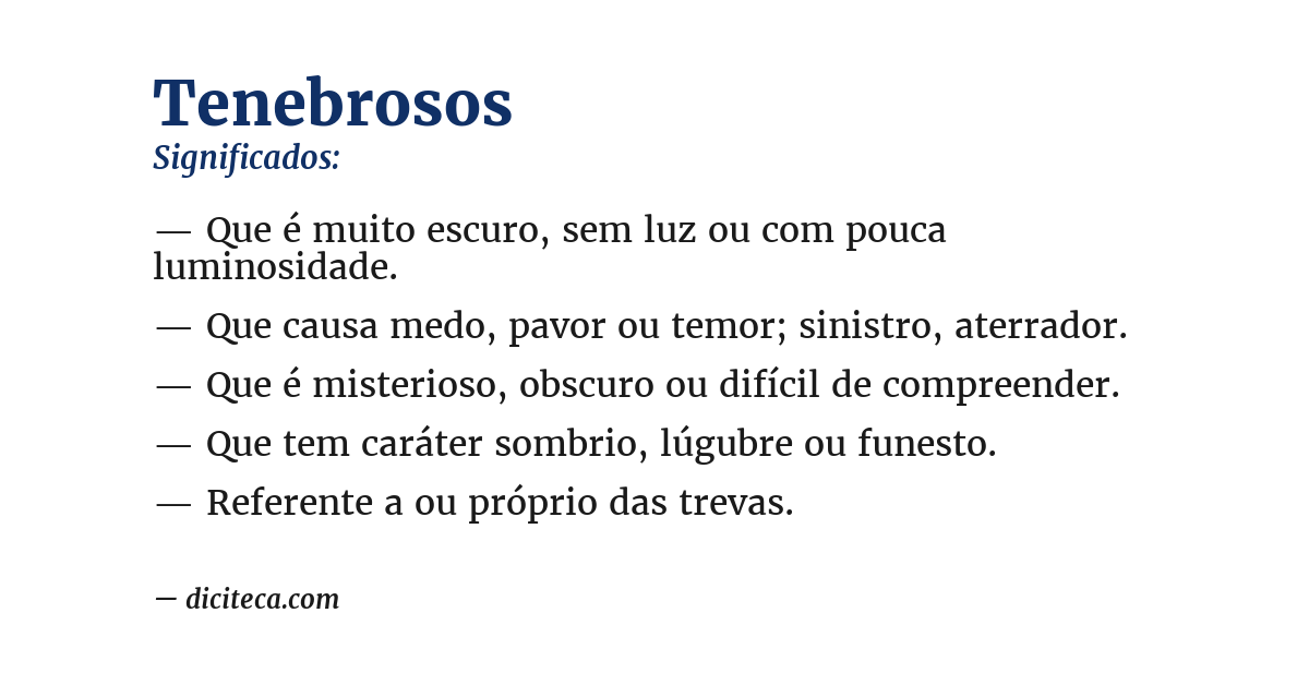 Significado de tenebrosos