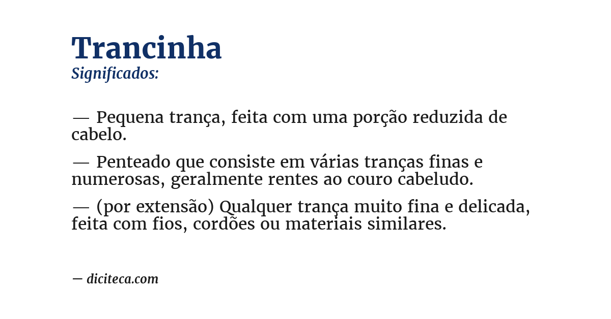 Significado de trancinha