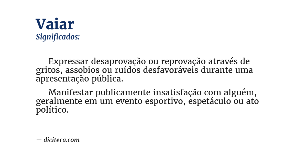 Significado de vaiar