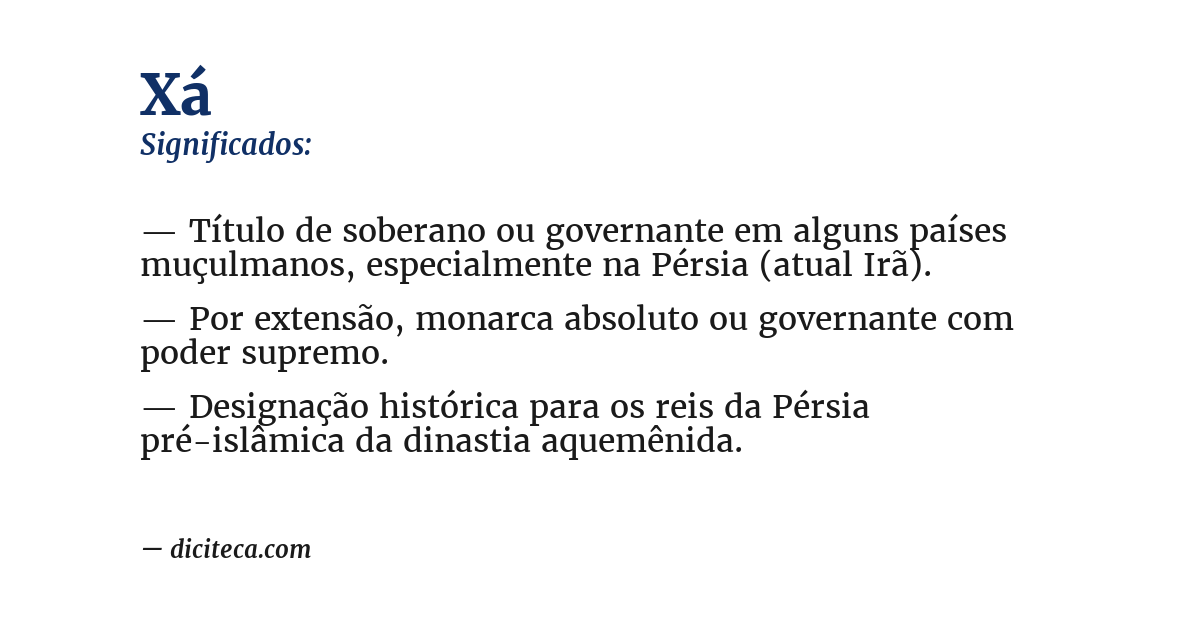 Significado de xá