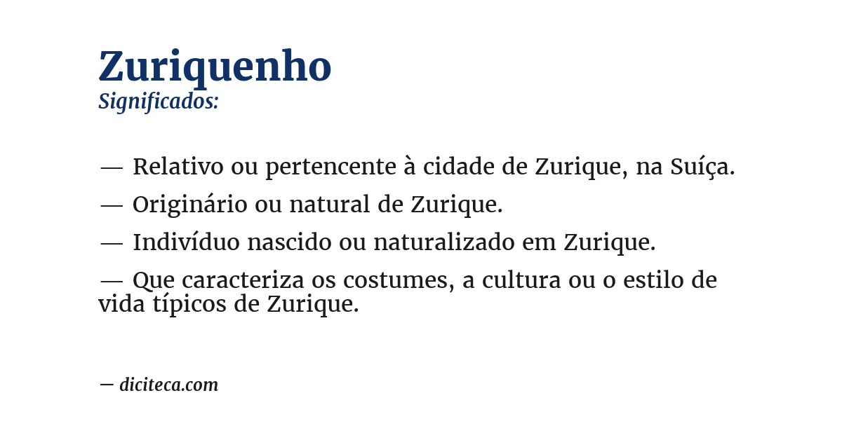 Significado de zuriquenho