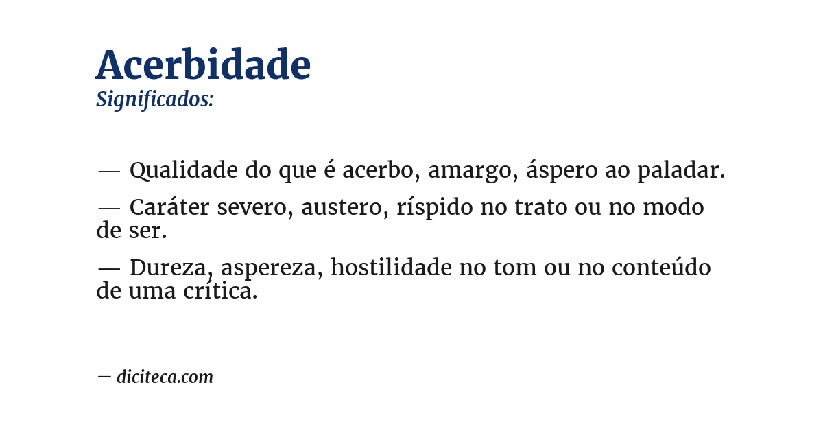 Significado de acerbidade