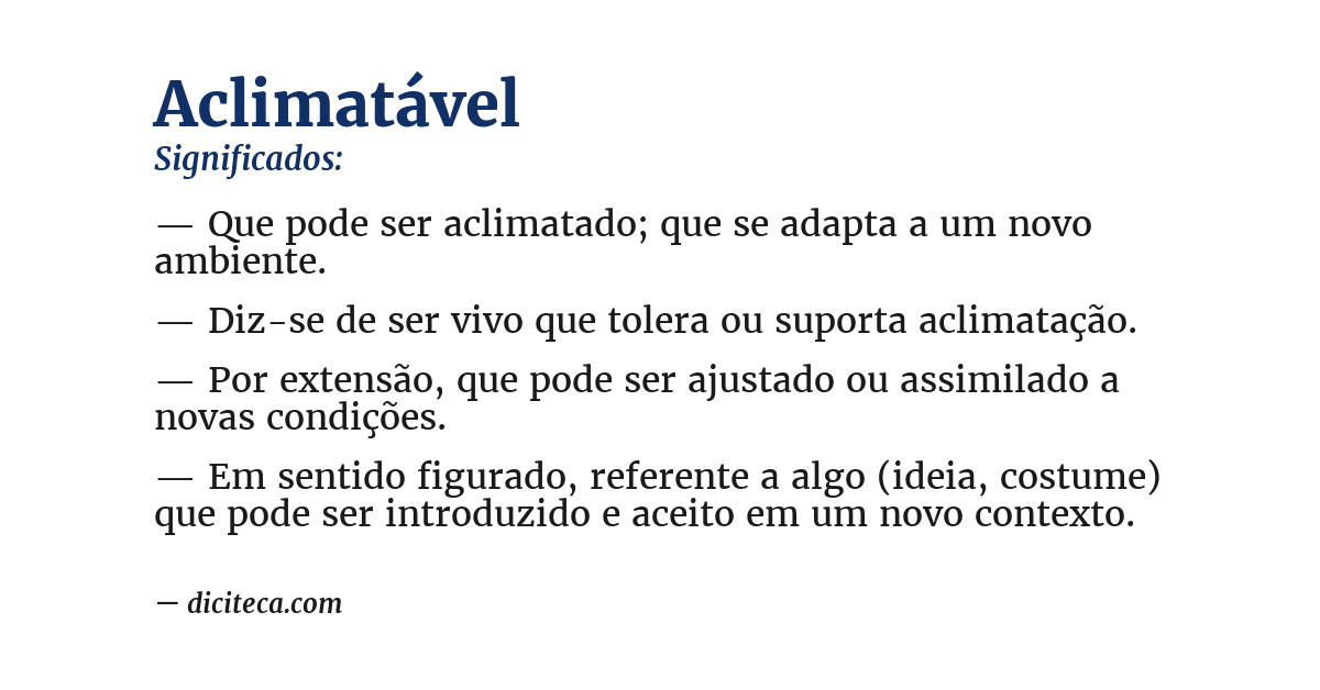 Significado de aclimatável