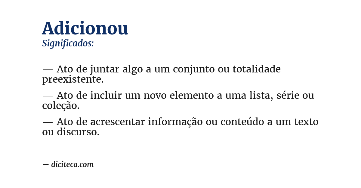 Significado de adicionou