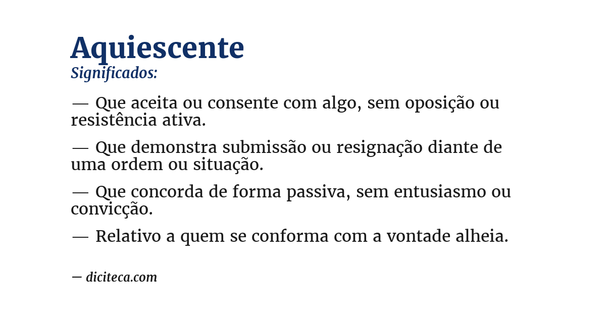 Significado de aquiescente