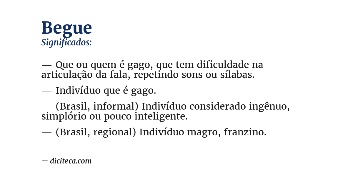 Significado de begue