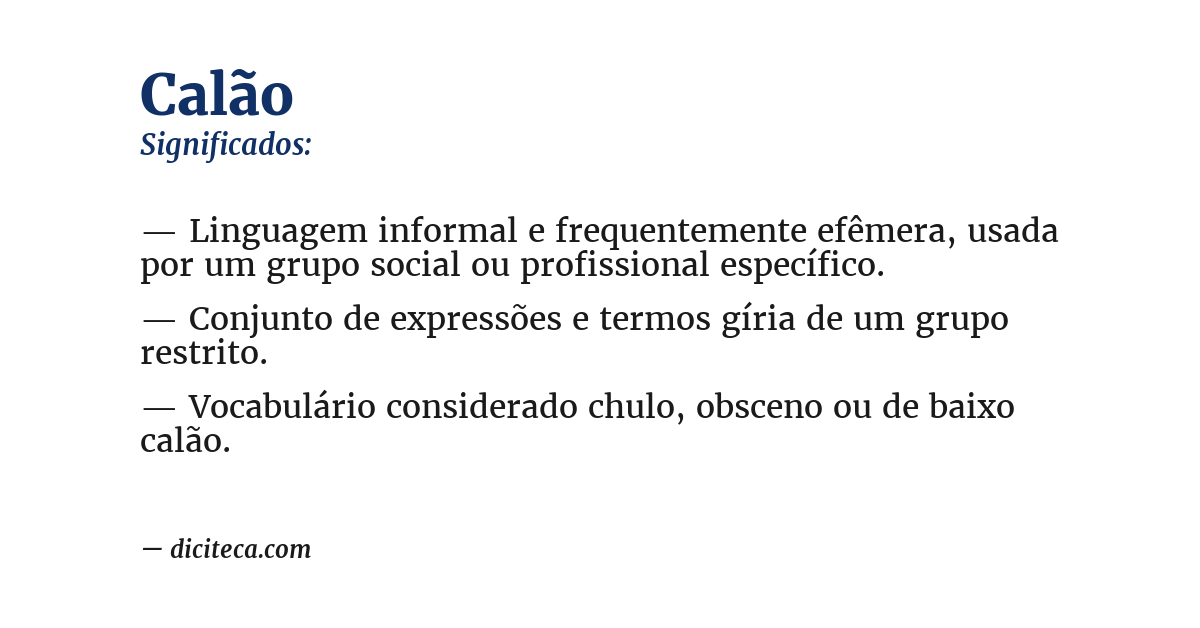 Significado de calão