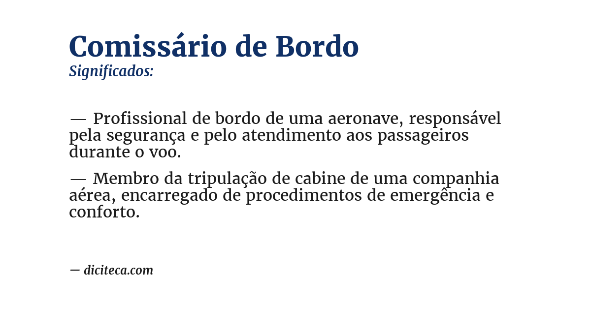 Significado de comissário de bordo