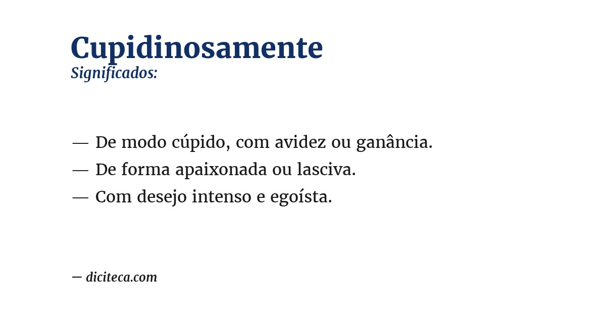 Significado de cupidinosamente
