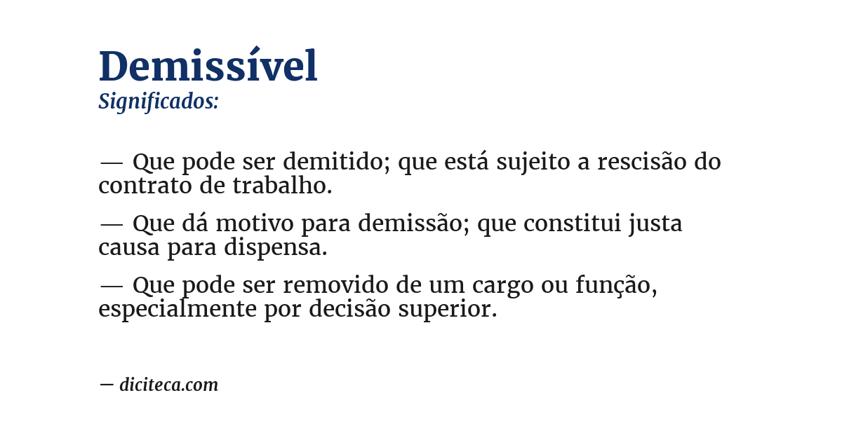 Significado de demissível