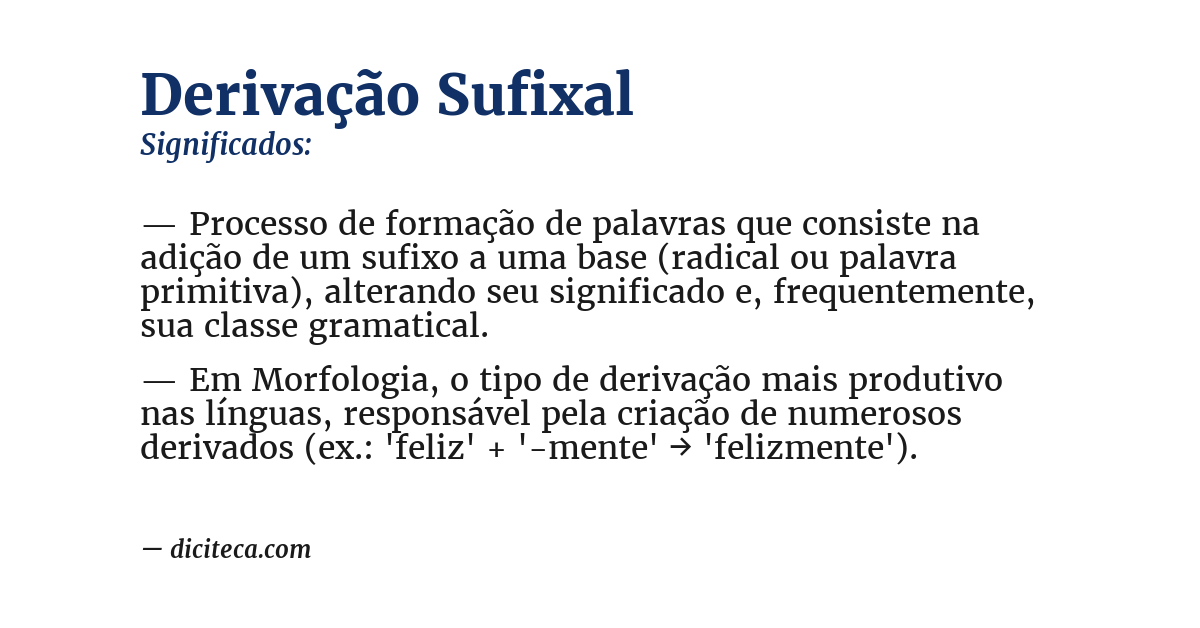 Significado de derivação sufixal