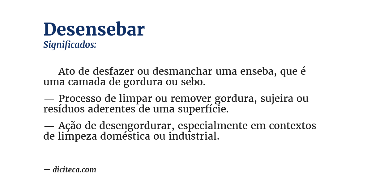 Significado de desensebar