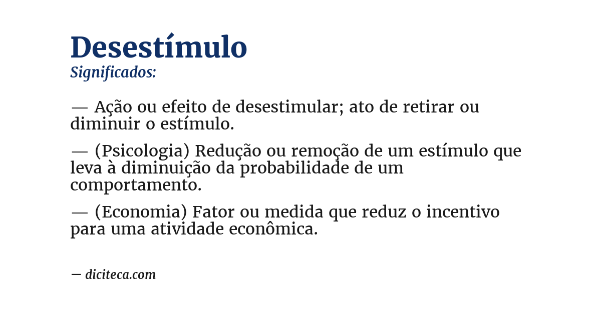 Significado de desestímulo