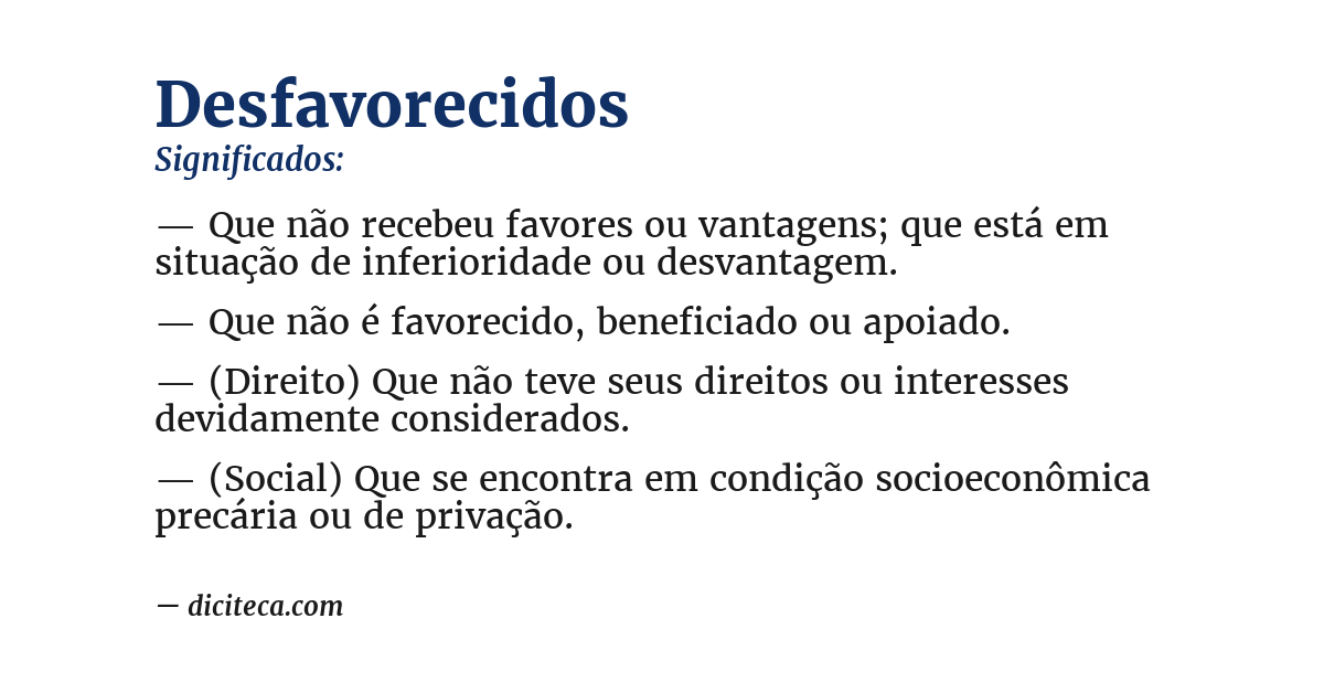 Significado de desfavorecidos